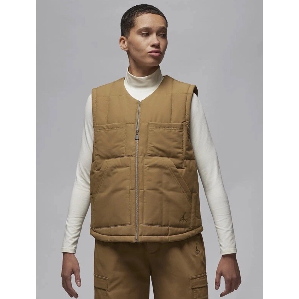 Nike Women's Jordan Vest Kelp Tan Brown FB5192-395 Size Extra Small $130 Value